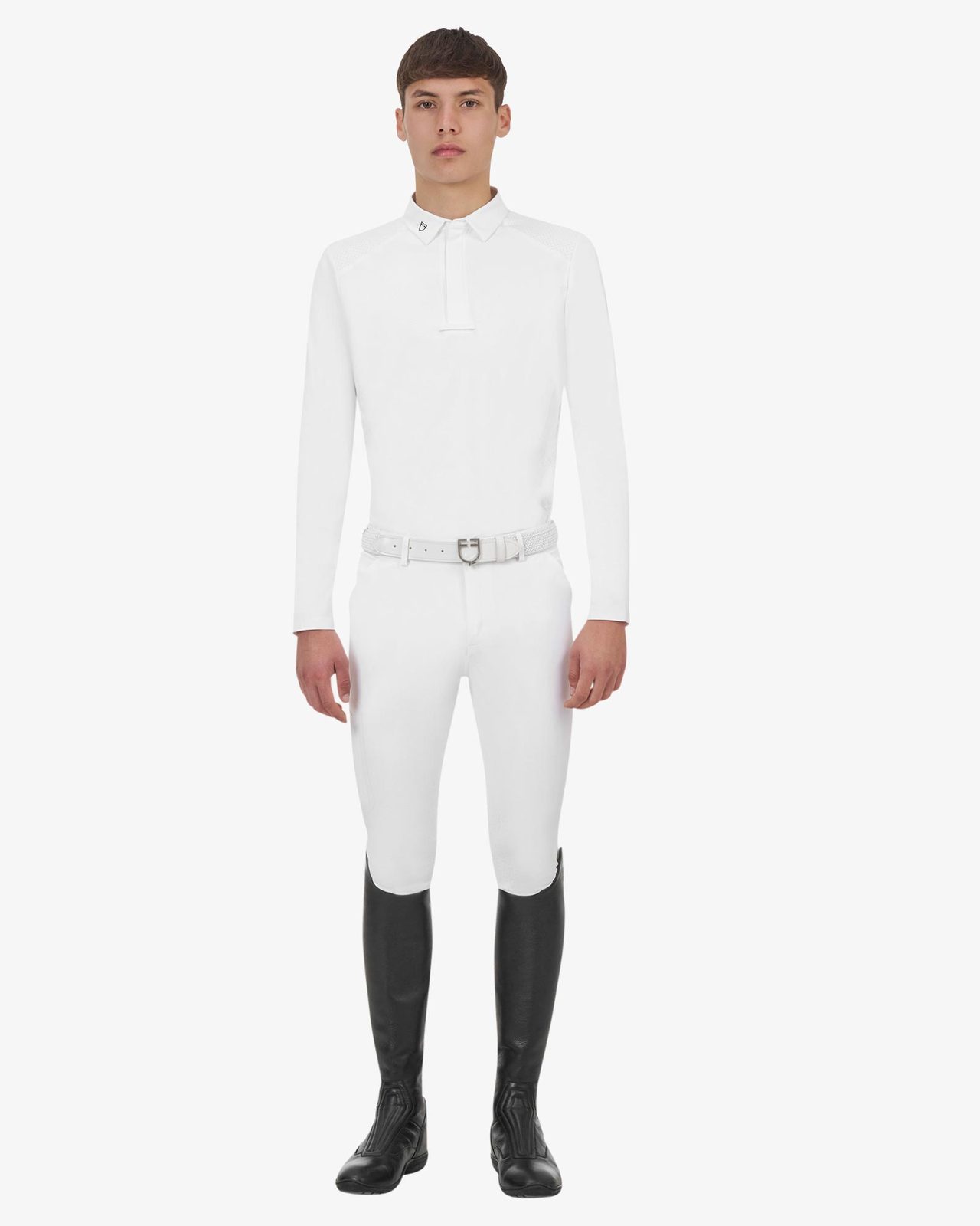 Polo concorso uomo Equestro Ridertechnology manica lunga bottoni