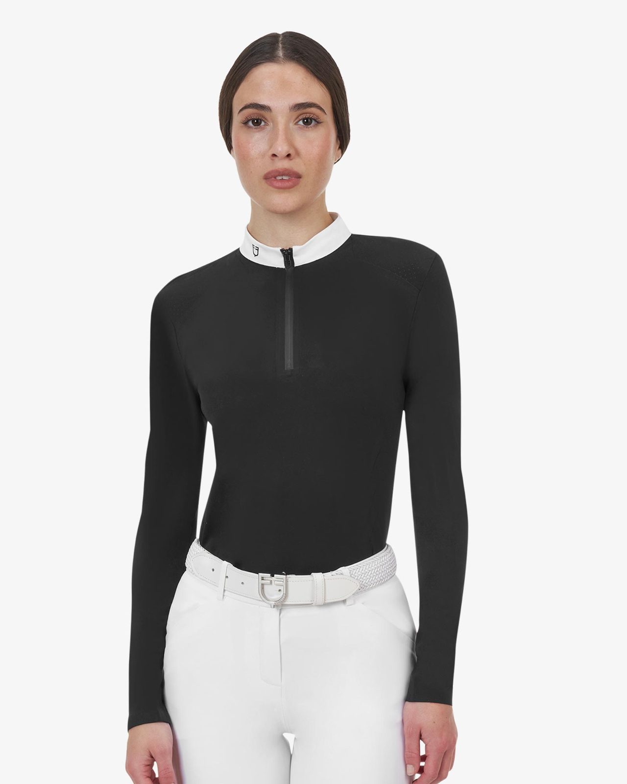 Polo concorso donna Equestro Ridertechnology manica lunga e zip