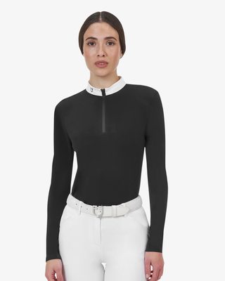 Polo concorso donna Equestro Ridertechnology manica lunga e zip