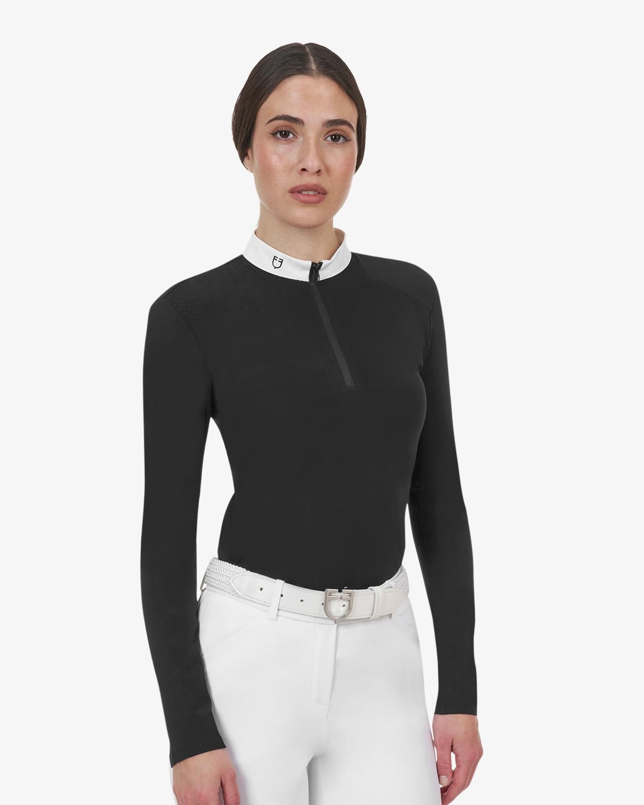 Polo concorso donna Equestro Ridertechnology manica lunga e zip