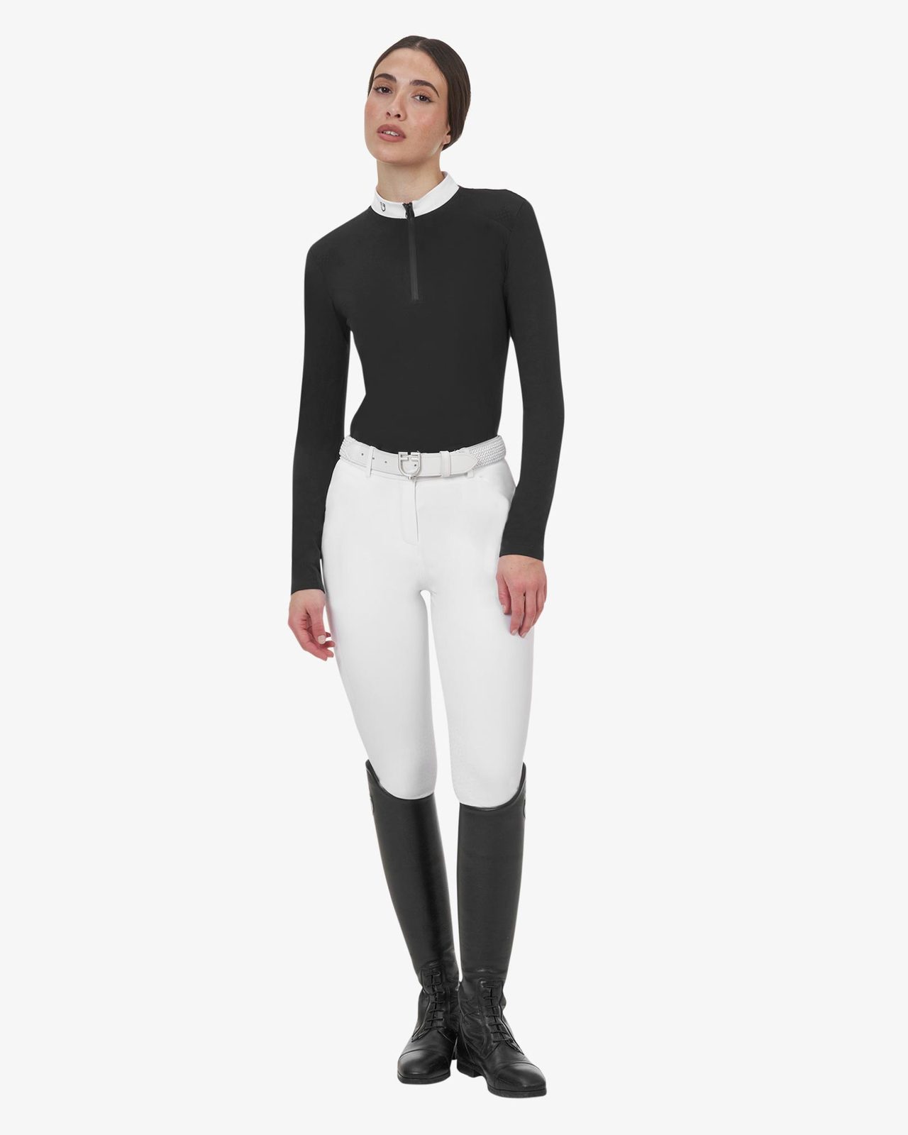 Polo concorso donna Equestro Ridertechnology manica lunga e zip