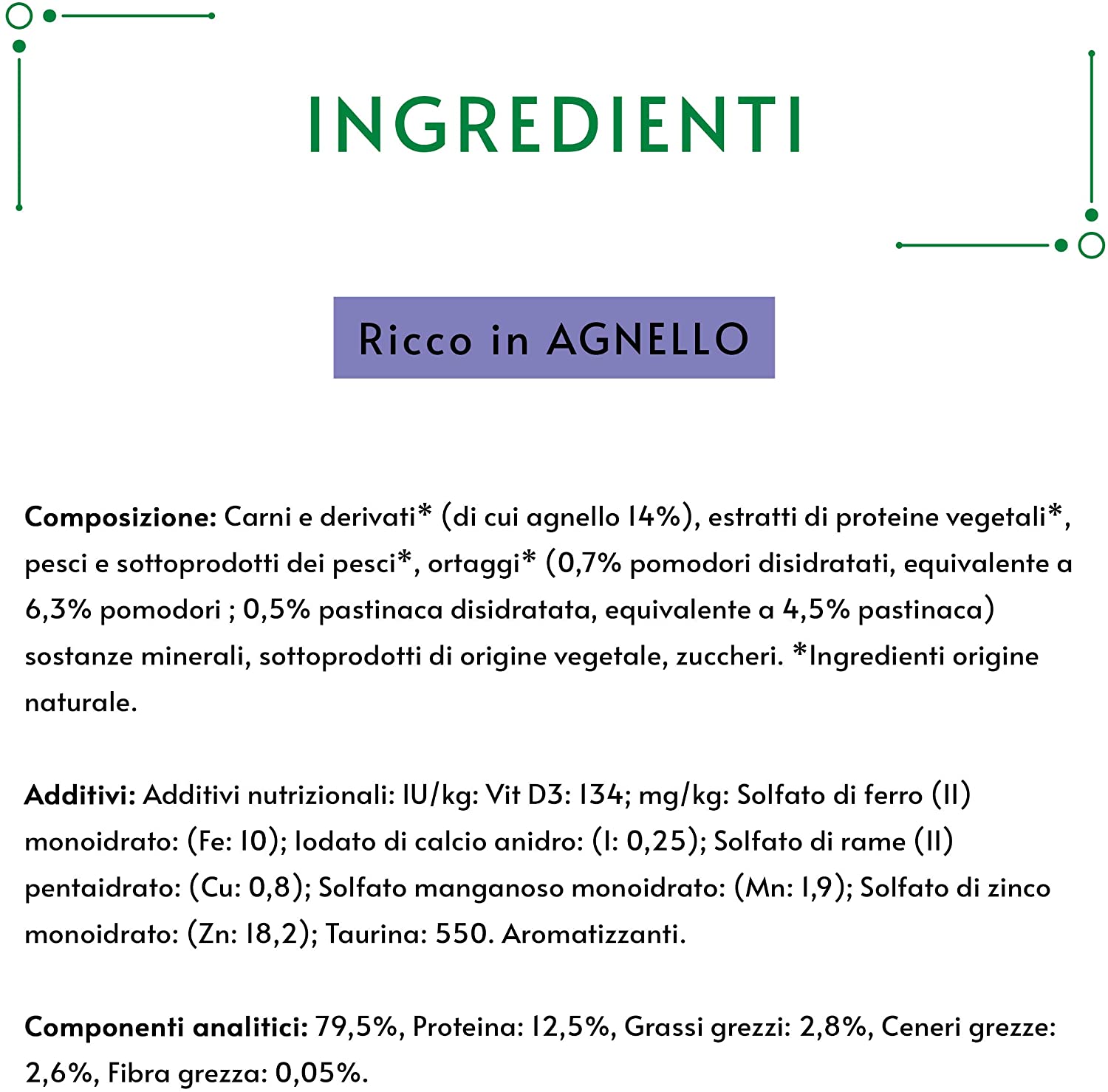 Gourmet Nature's Creations, Ricco in Agnello, guarnito con pomodori e pastinaca
