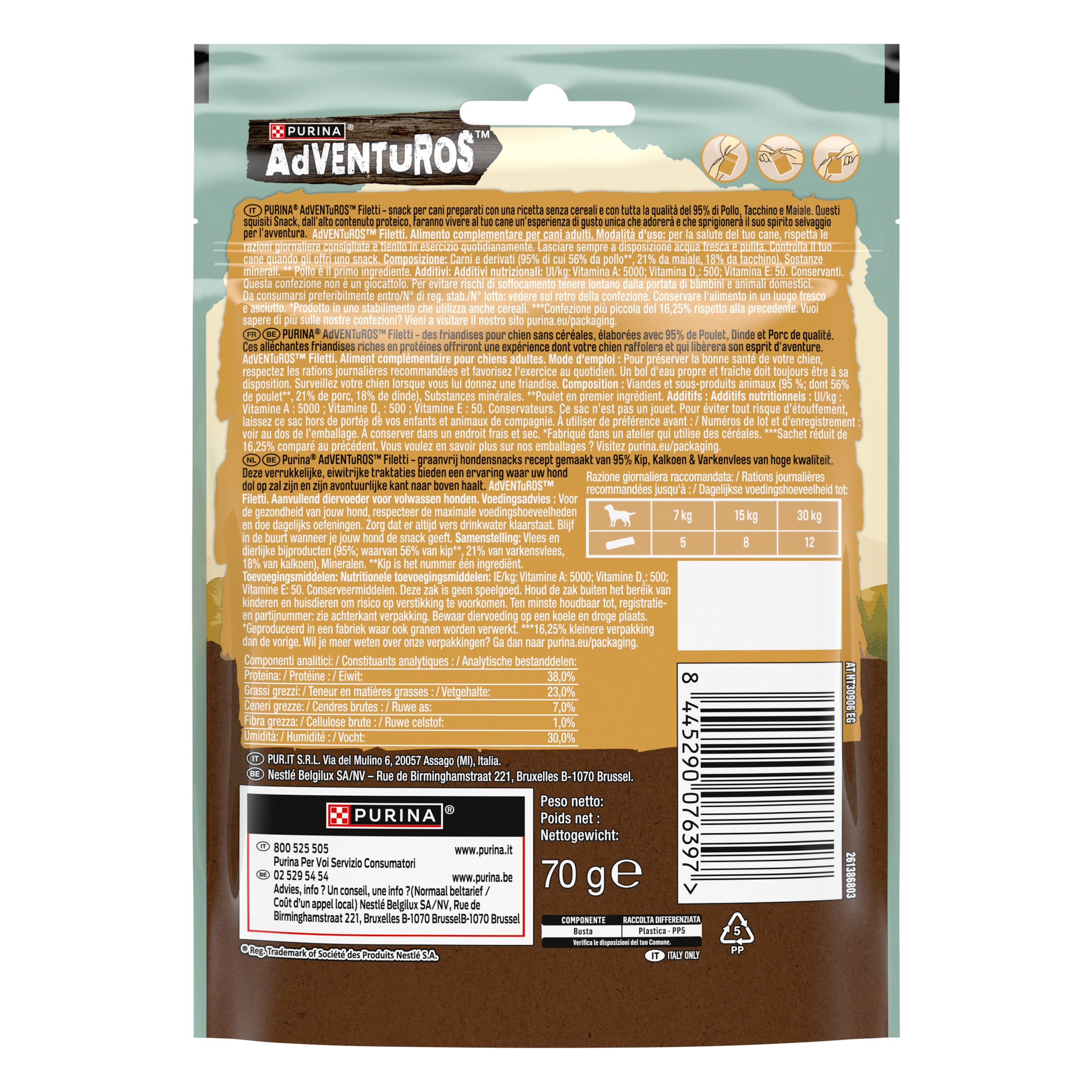 ADVENTUROS Filetti Chicken 70g IT - Adventuros High Meat 70g Filetti nº1 ingrediente Pollo
