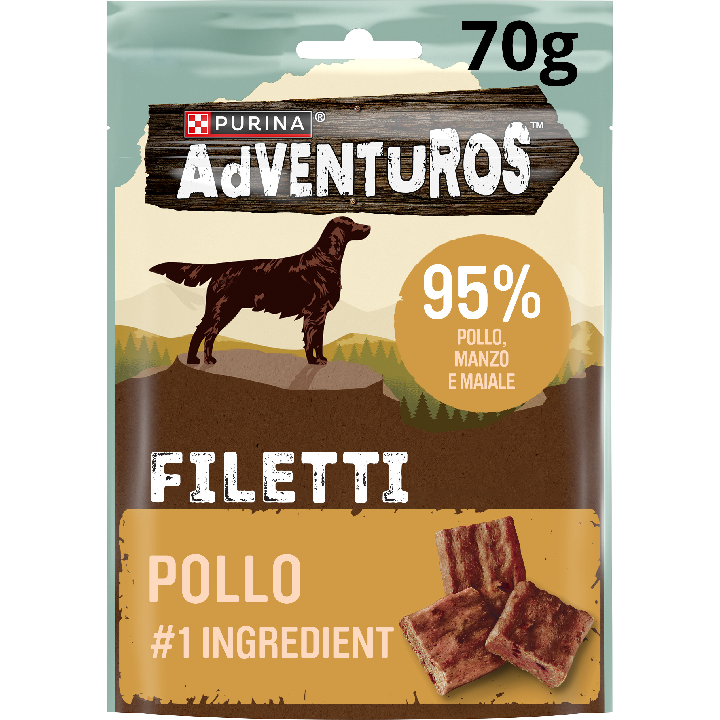 ADVENTUROS Filetti Chicken 70g IT - Adventuros High Meat 70g Filetti nº1 ingrediente Pollo
