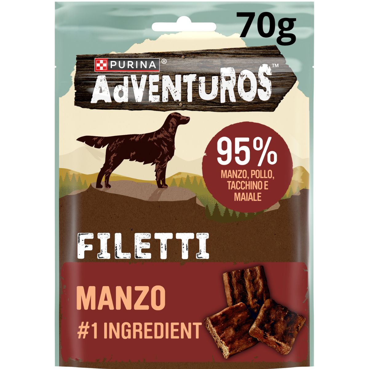 ADVENTUROS Filetti Beef 70g IT - Adventuros High Meat 70g Filetti nº1 ingrediente Manzo