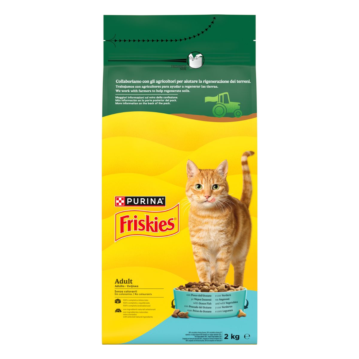 PURINA FRISKIES® Adult con Pesce dell'Oceano e con Verdure in confezione da 2kg
