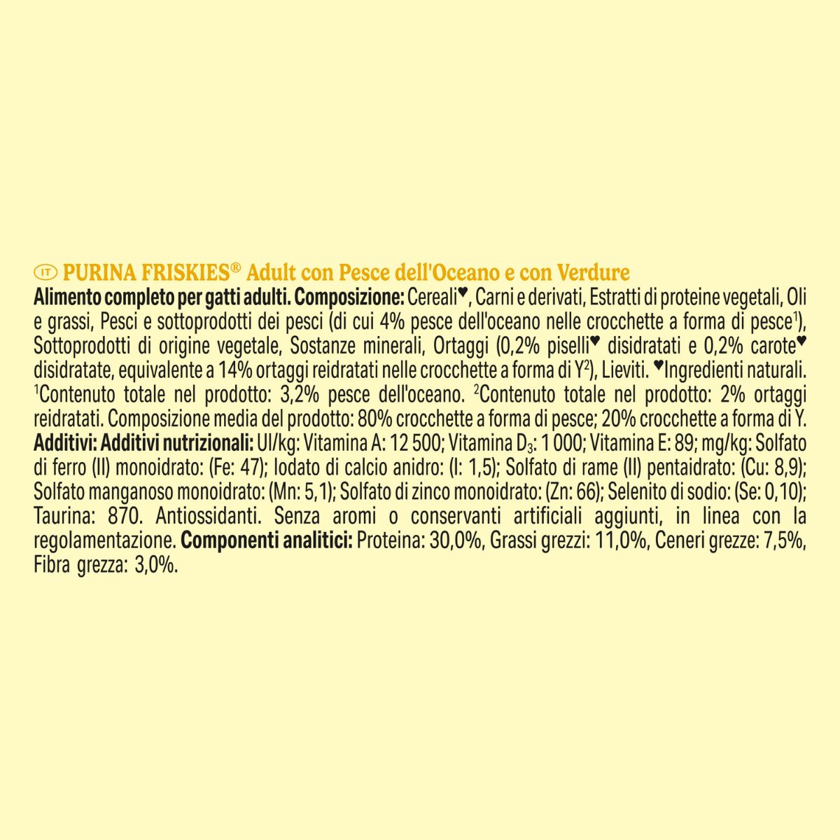 PURINA FRISKIES® Adult con Pesce dell'Oceano e con Verdure in confezione da 2kg
