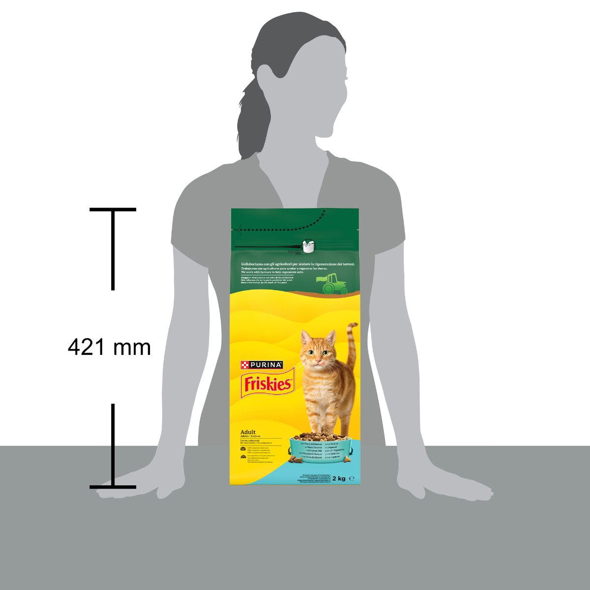 PURINA FRISKIES® Adult con Pesce dell'Oceano e con Verdure in confezione da 2kg
