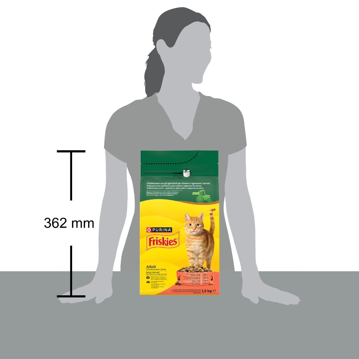 Purina Friskies® Adult con un gustoso mix di Manzo e Pollo e con Verdure in confezione da 1,5kg