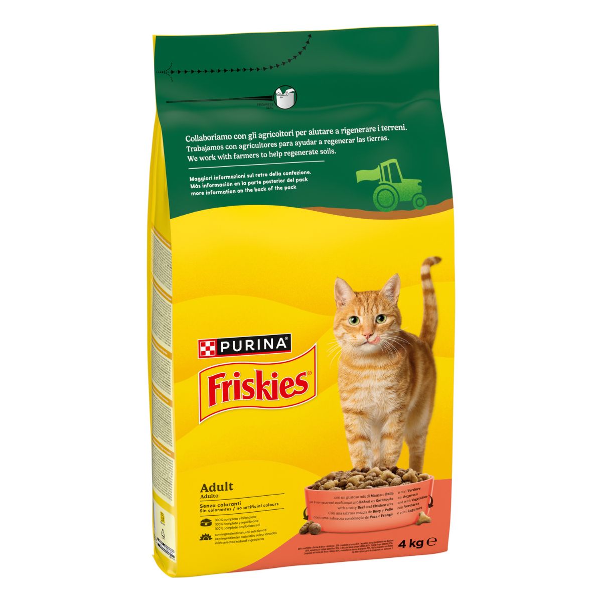 Purina Friskies® Adulto con un gustoso mix di Manzo e Pollo e con Verdure sacco 4Kg