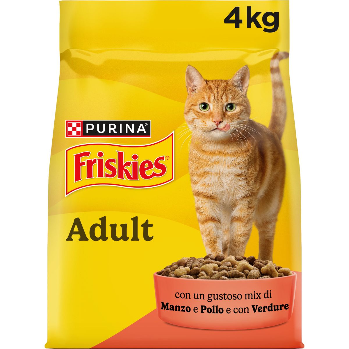Purina Friskies® Adulto con un gustoso mix di Manzo e Pollo e con Verdure sacco 4Kg