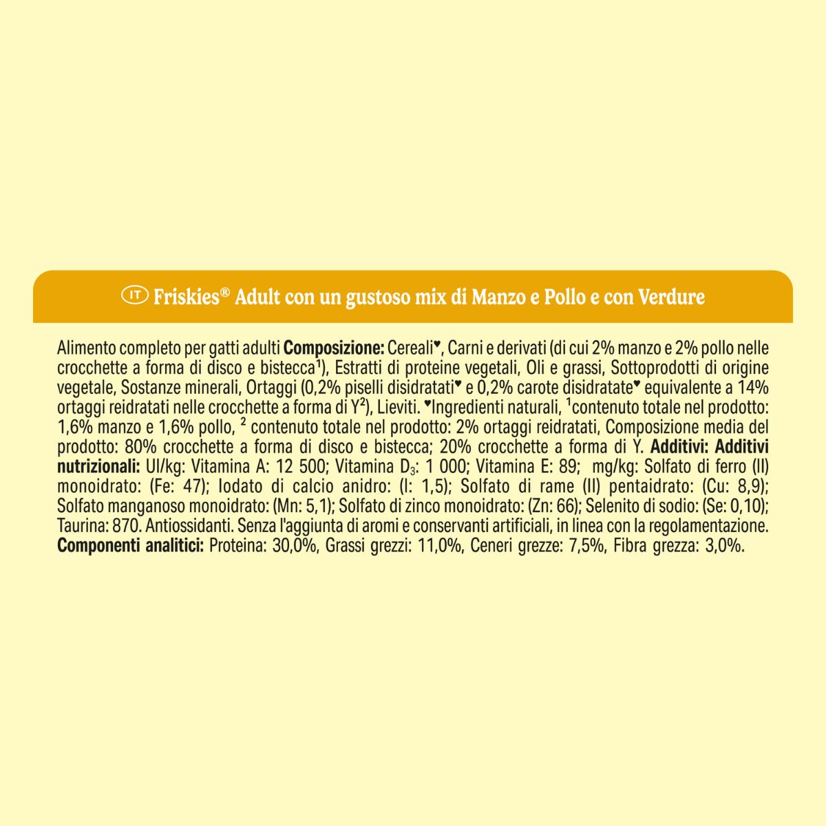 Purina Friskies® Adulto con un gustoso mix di Manzo e Pollo e con Verdure sacco 4Kg