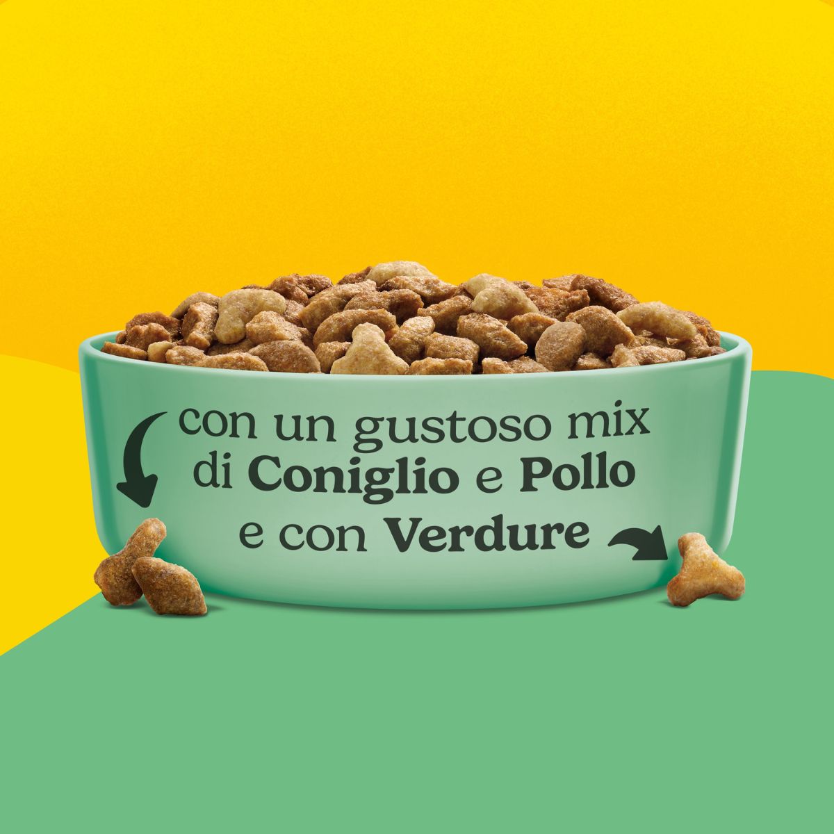 PURINA FRISKIES® Adult con un gustoso mix di Coniglio e Pollo e con Verdure in confezione da 4kg
