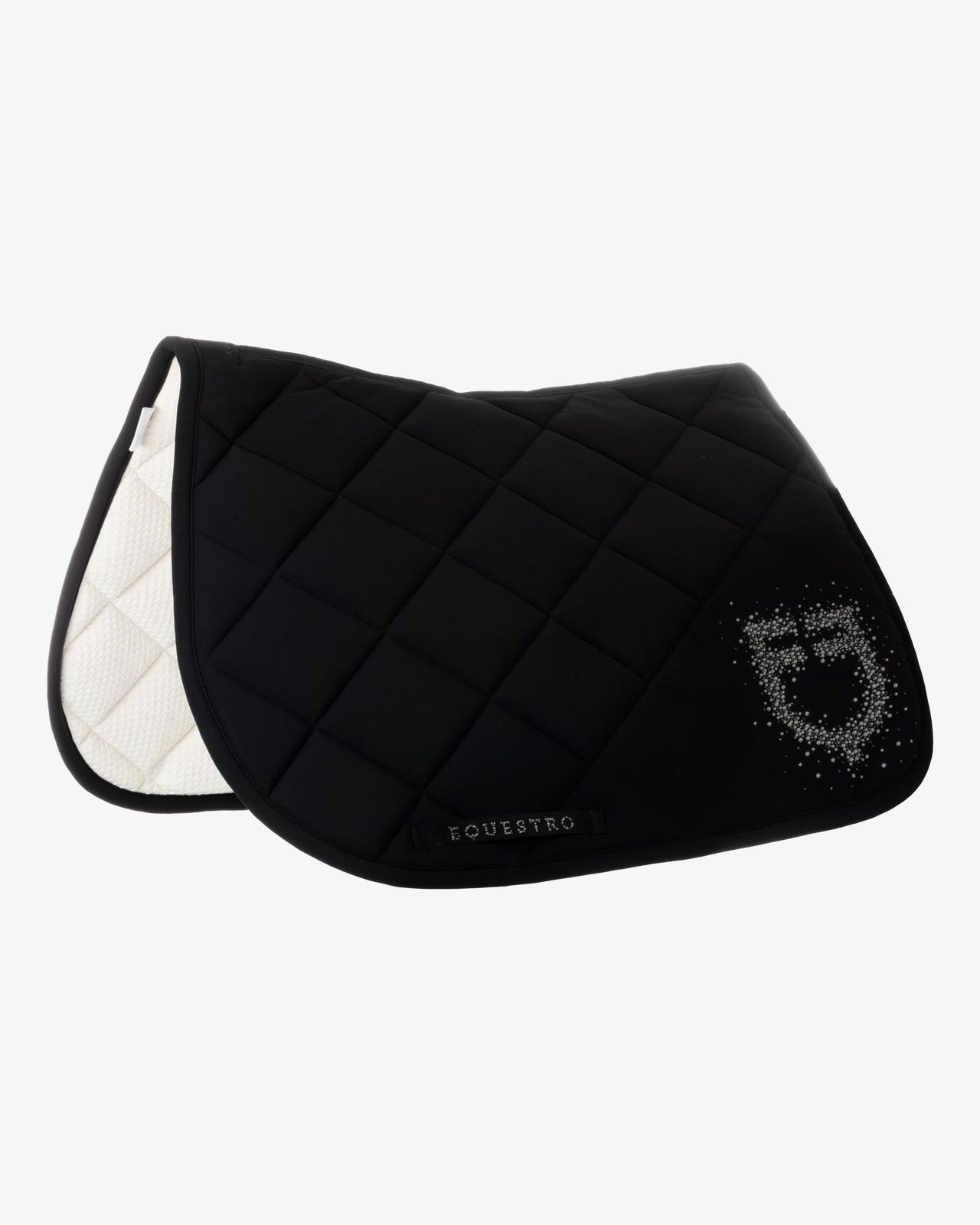 Jumping saddle pad with rhinestone logo