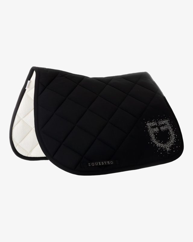 Jumping saddle pad with rhinestone logo