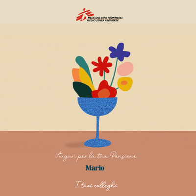 Biglietto virtuale solidale pesionamento - Fiori e brindisi