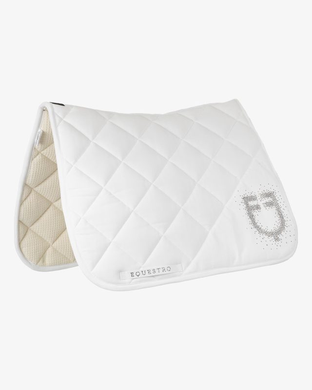 Dressage saddle pad with rhinestone logo