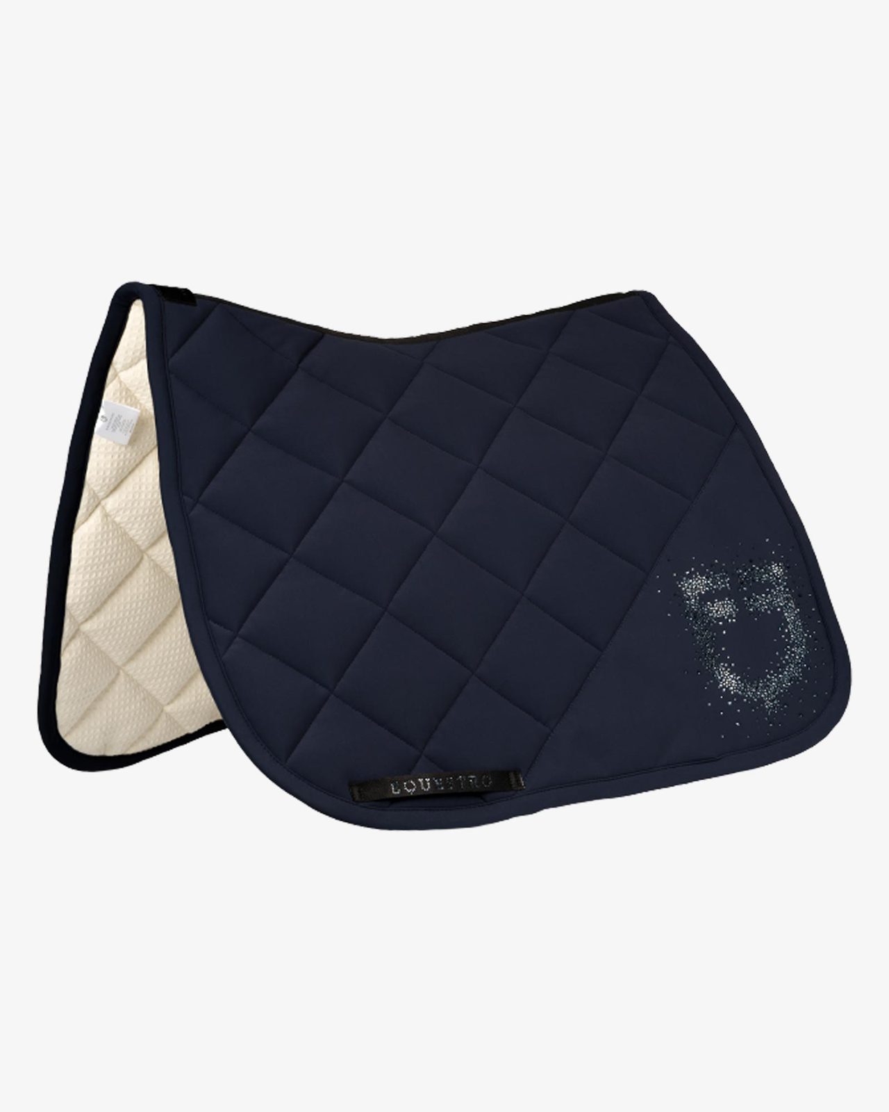 Dressage saddle pad with rhinestone logo
