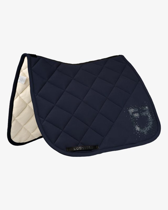 Dressage saddle pad with rhinestone logo