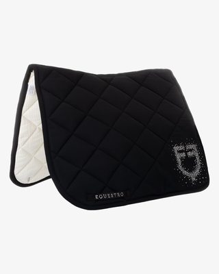 Dressage saddle pad with rhinestone logo