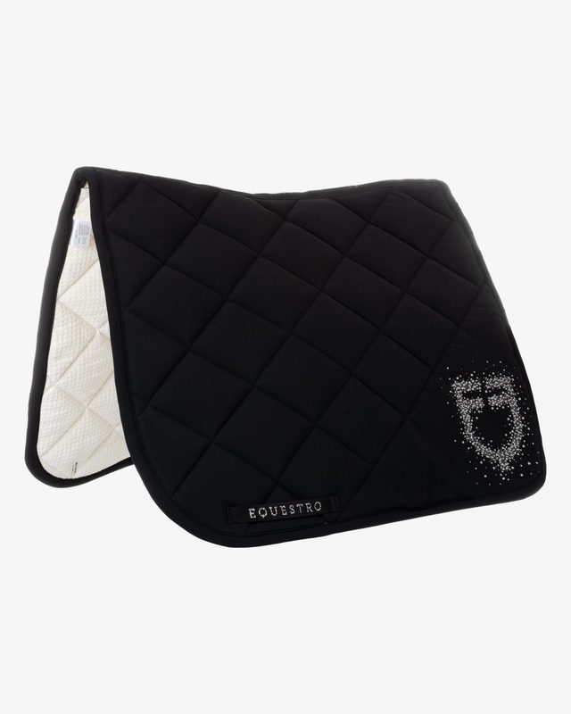 Dressage saddle pad with rhinestone logo