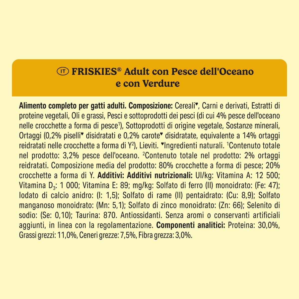 PURINA FRISKIES® Adult con Pesce dell'Oceano e con Verdure 