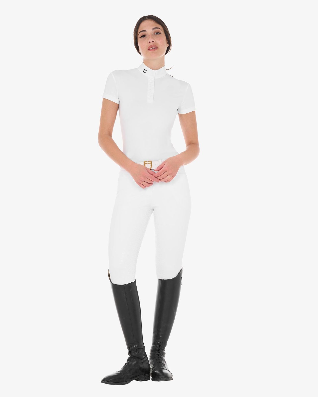 Polo donna da concorso slim fit colletto coreano