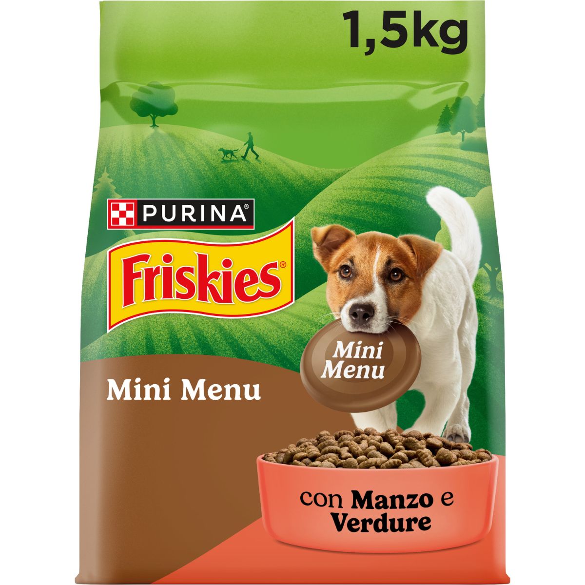 PURINA FRISKIES® Mini Menu crocchette per cani di piccola taglia con Manzo e Verdure in confezione da 1,5kg