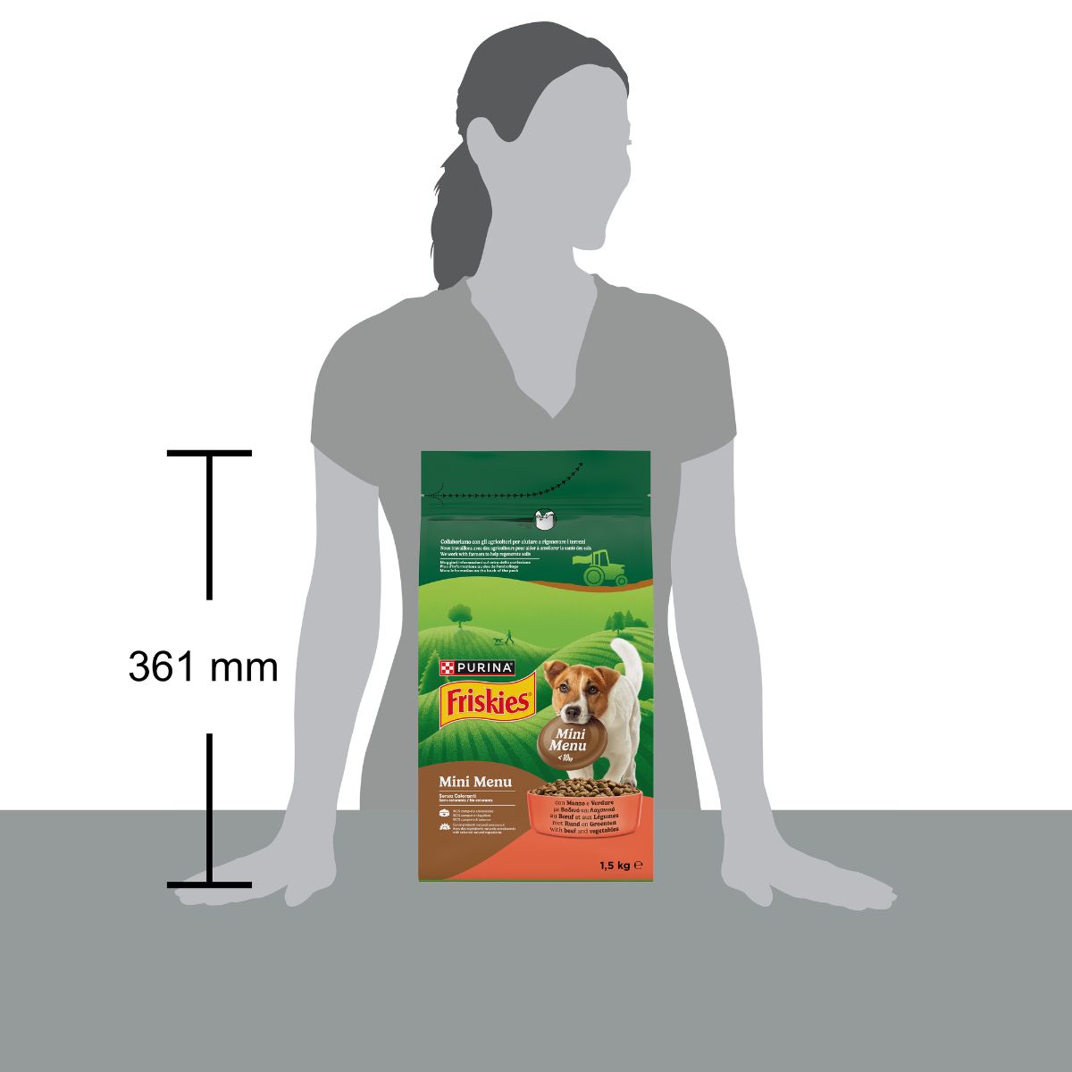PURINA FRISKIES® Mini Menu crocchette per cani di piccola taglia con Manzo e Verdure in confezione da 1,5kg