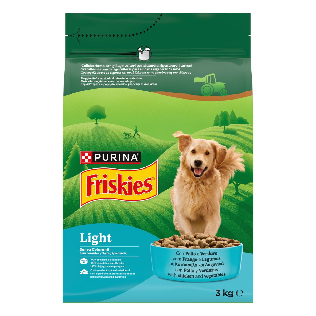 FRISKIES® Light crocchette per cani con Pollo e Verdure in confezione da 3kg