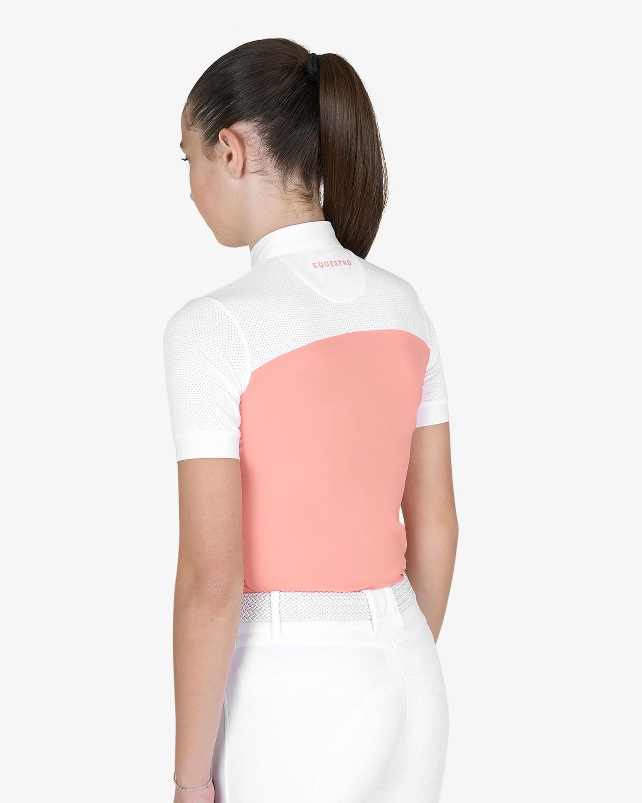 Polo bambina da concorso slim fit tessuto traforato