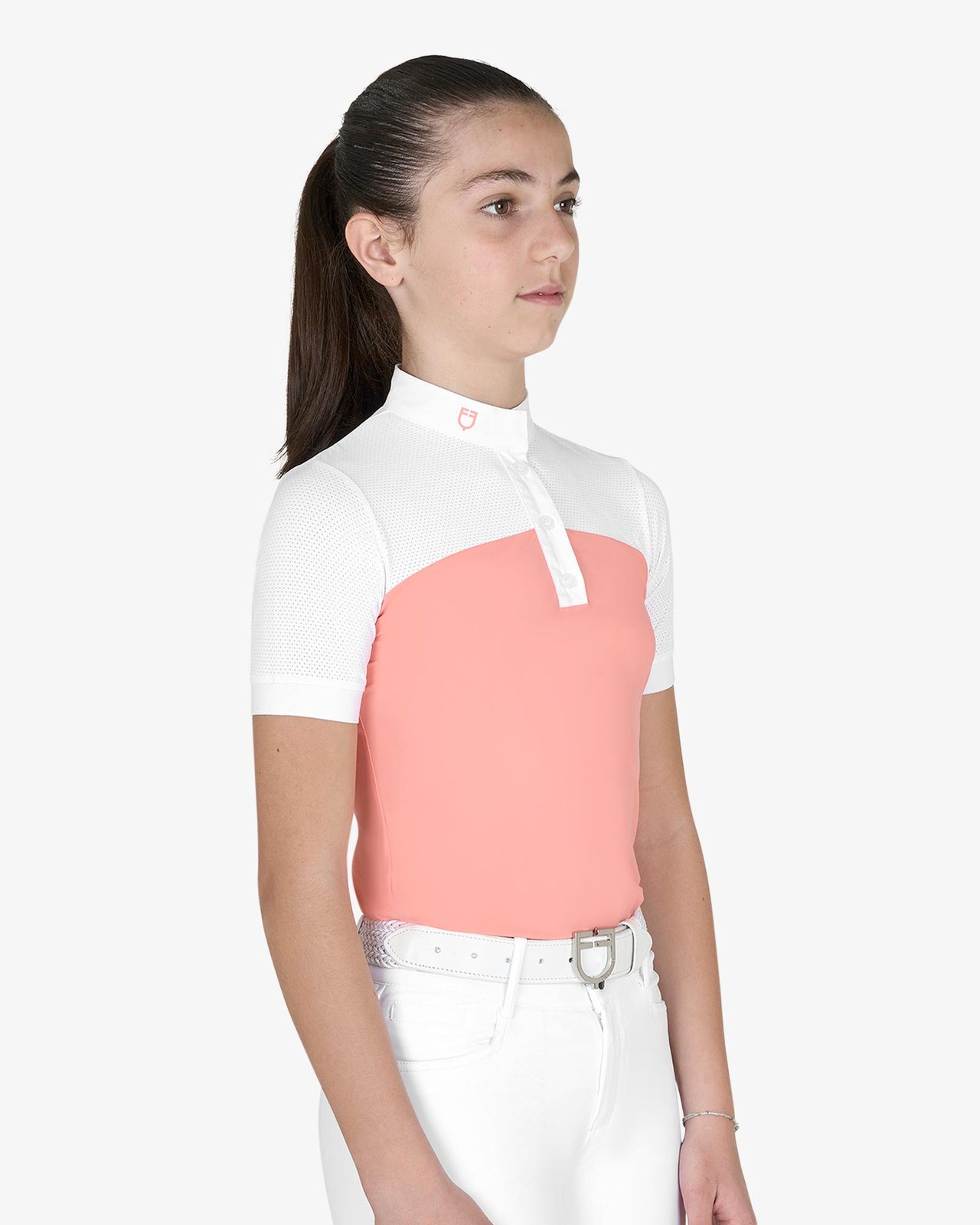 Polo bambina da concorso slim fit tessuto traforato