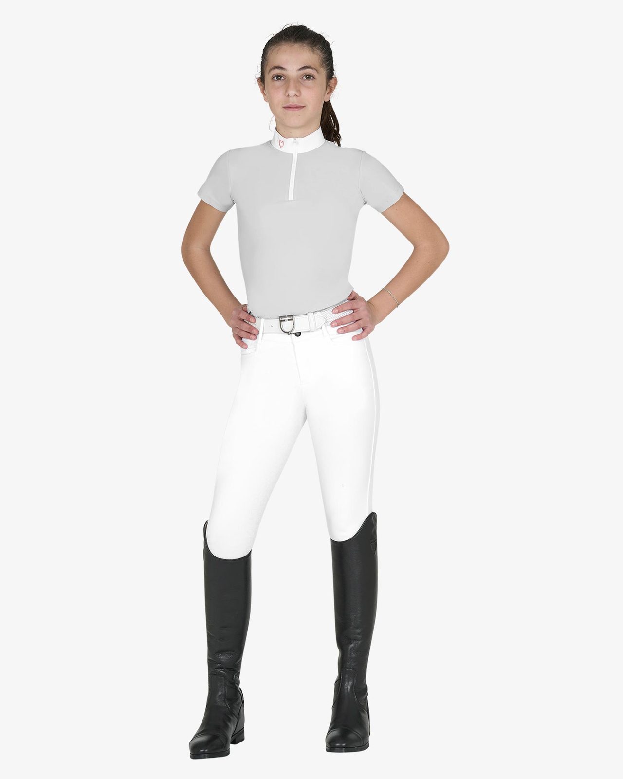 Polo bambina da concorso slim fit con zip