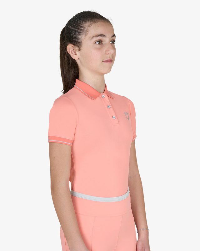 Polo bambini slim fit in tessuto tecnico antibatterico