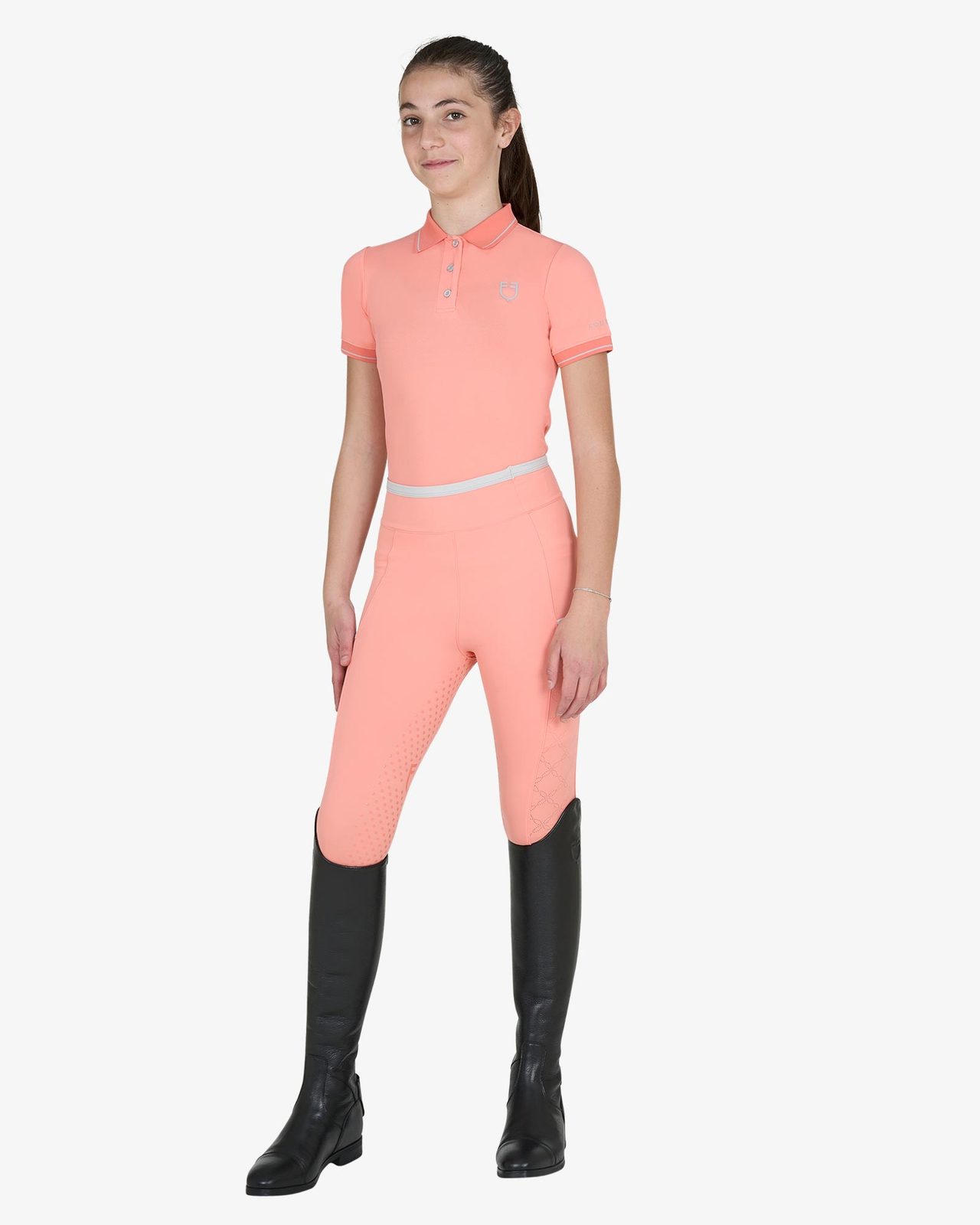 Kids' slim fit polo shirt in antibacterial technical fabric