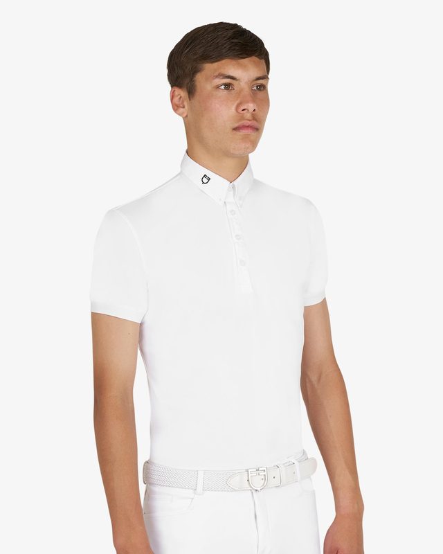 Men's competition polo shirt in breathable technical fabric