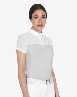 Women's training polo shirt with mesh inserts