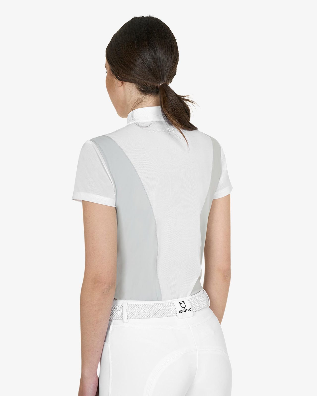 Women's training polo shirt with mesh inserts