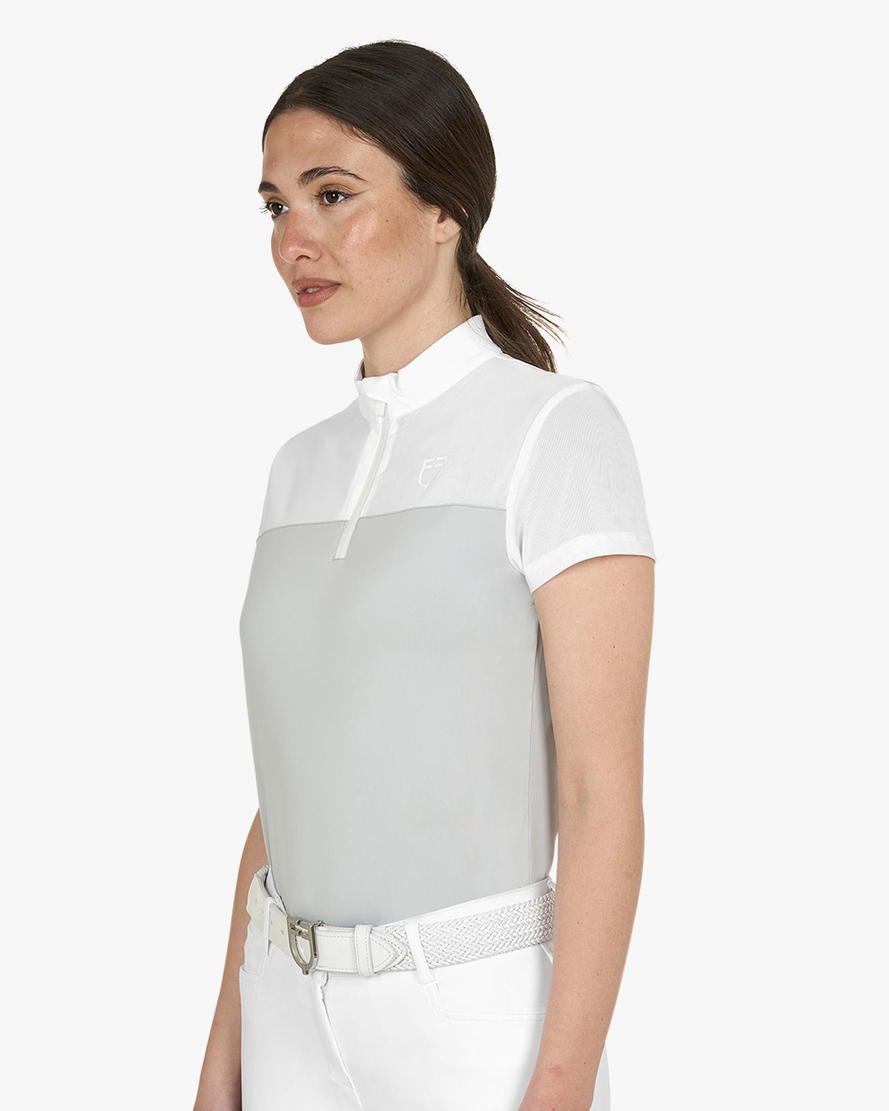 Women's training polo shirt with mesh inserts