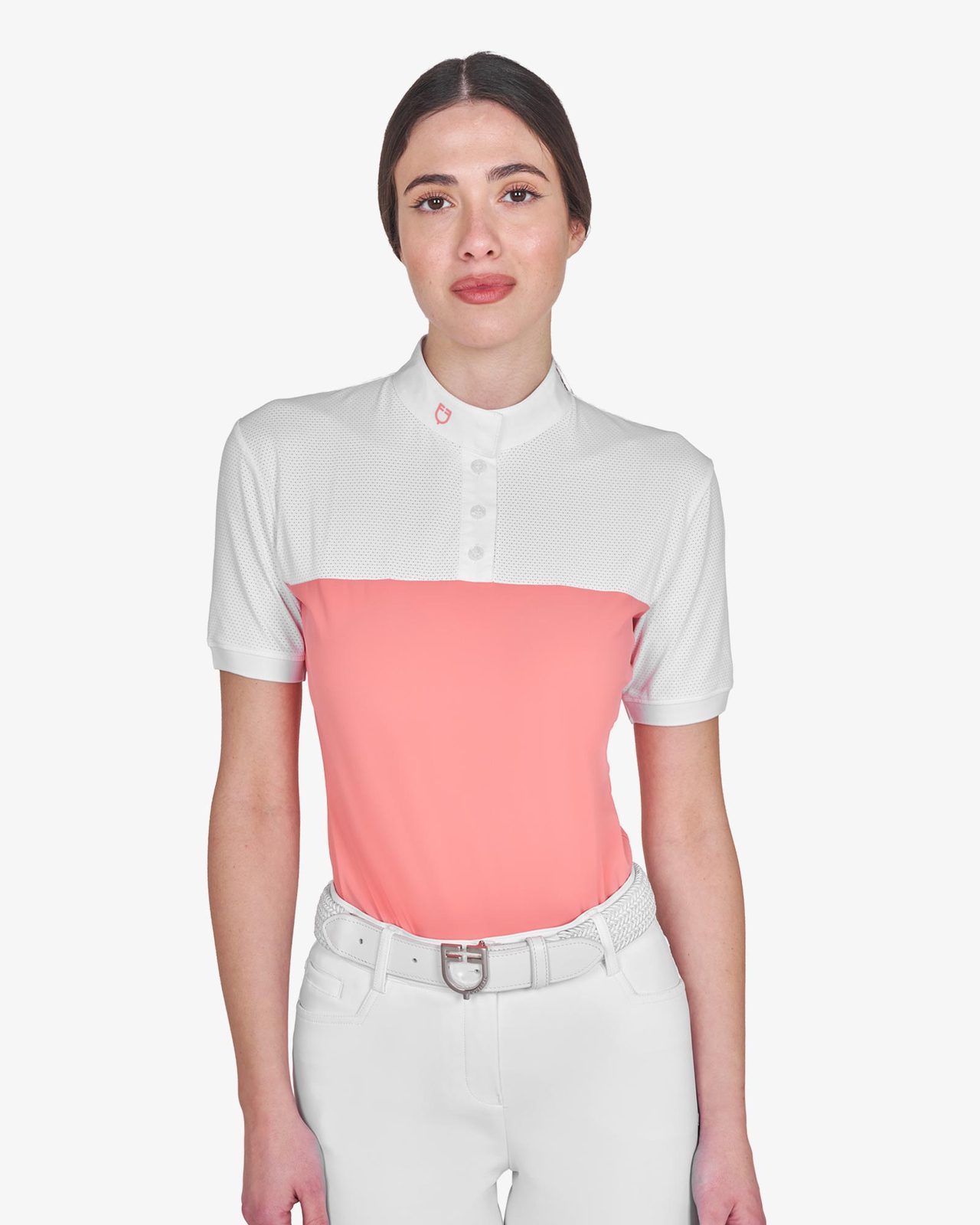 Polo donna slim fit tessuto tecnico e mesh