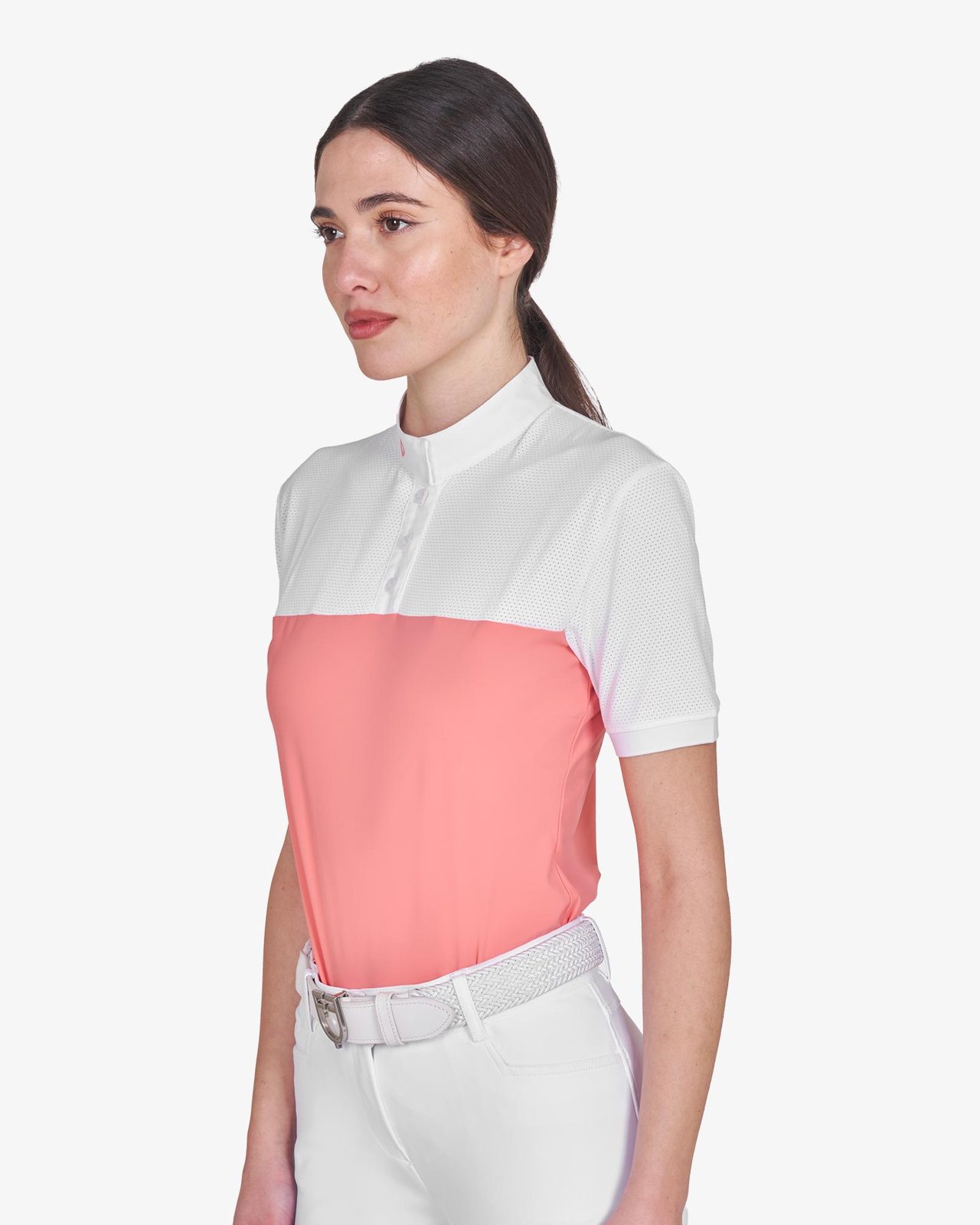 Polo donna slim fit tessuto tecnico e mesh