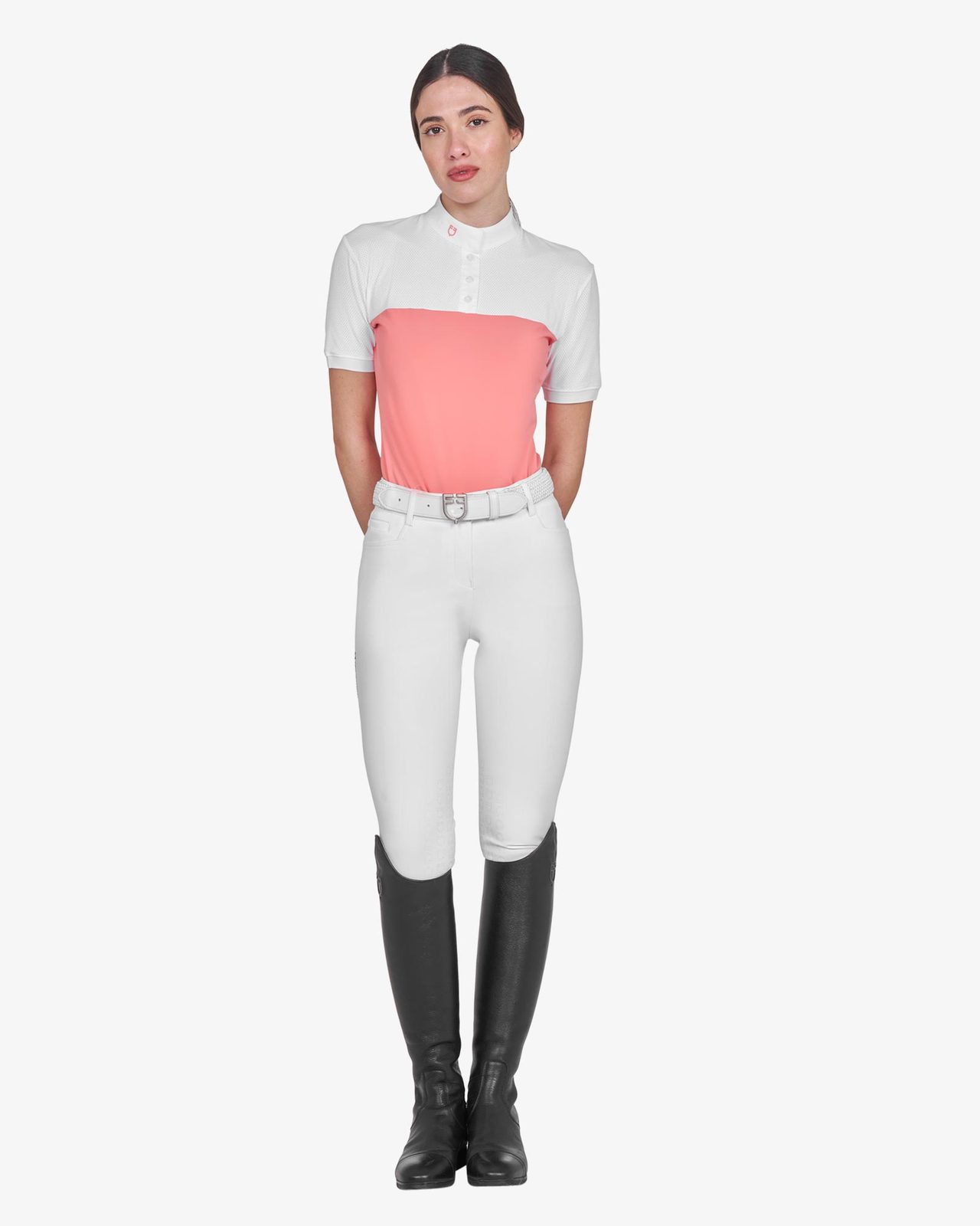 Polo donna slim fit tessuto tecnico e mesh