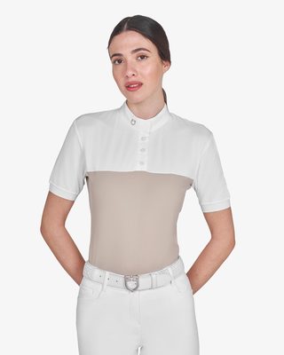 Polo donna slim fit tessuto tecnico e mesh