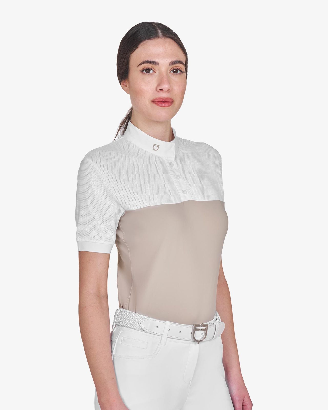 Polo donna slim fit tessuto tecnico e mesh