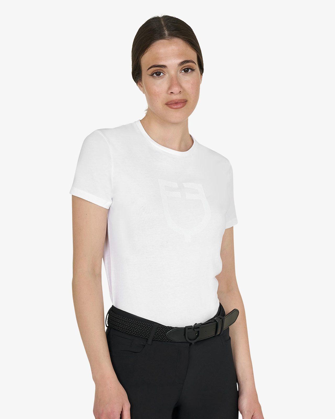 T-shirt basic donna logo glossy tono su tono