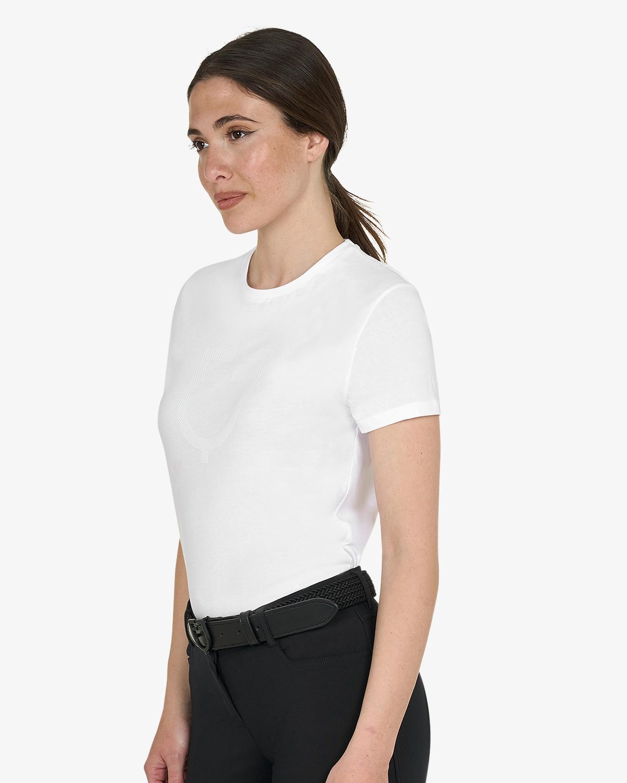 T-shirt basic donna logo glossy tono su tono