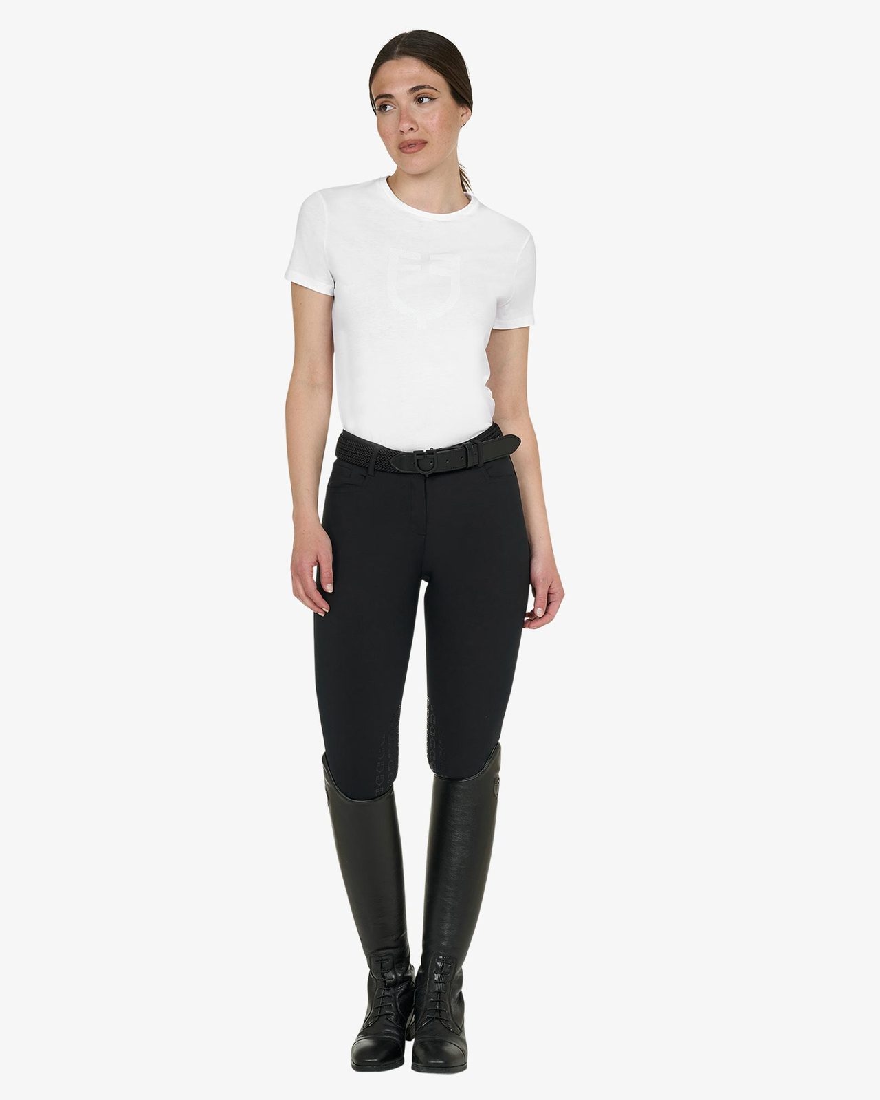 T-shirt basic donna logo glossy tono su tono