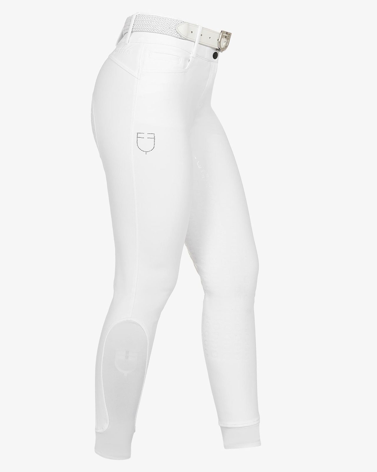 Women's high-waisted full-grip breeches with rhinestone logo