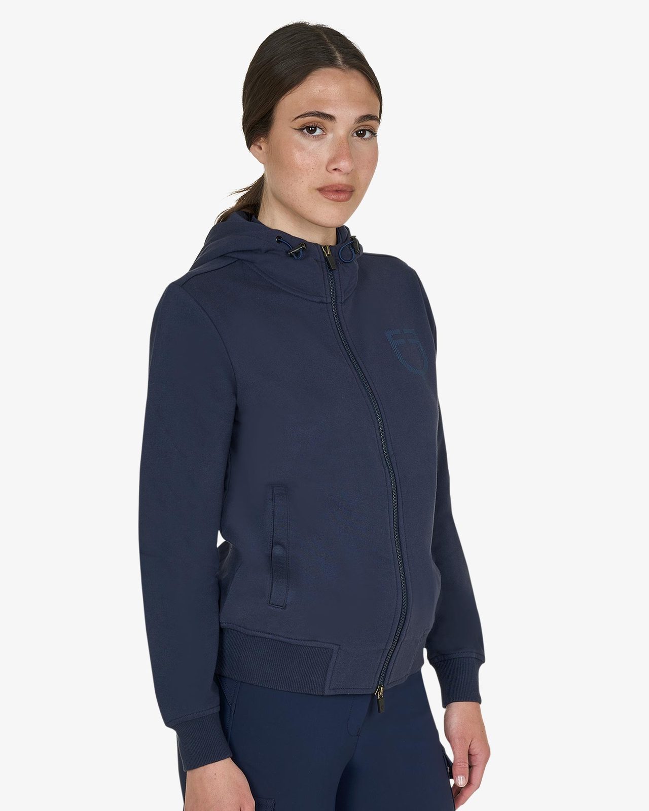 Felpa donna con cappuccio regolabile e zip