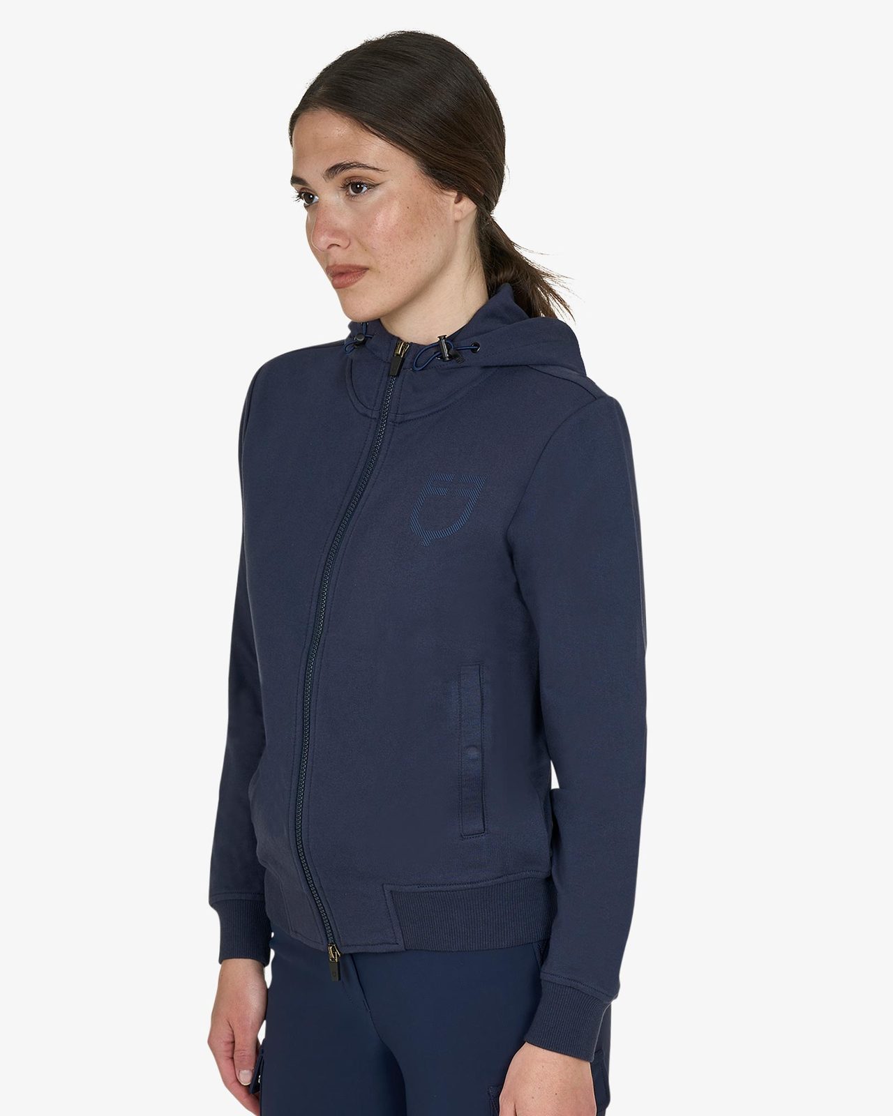 Felpa donna con cappuccio regolabile e zip